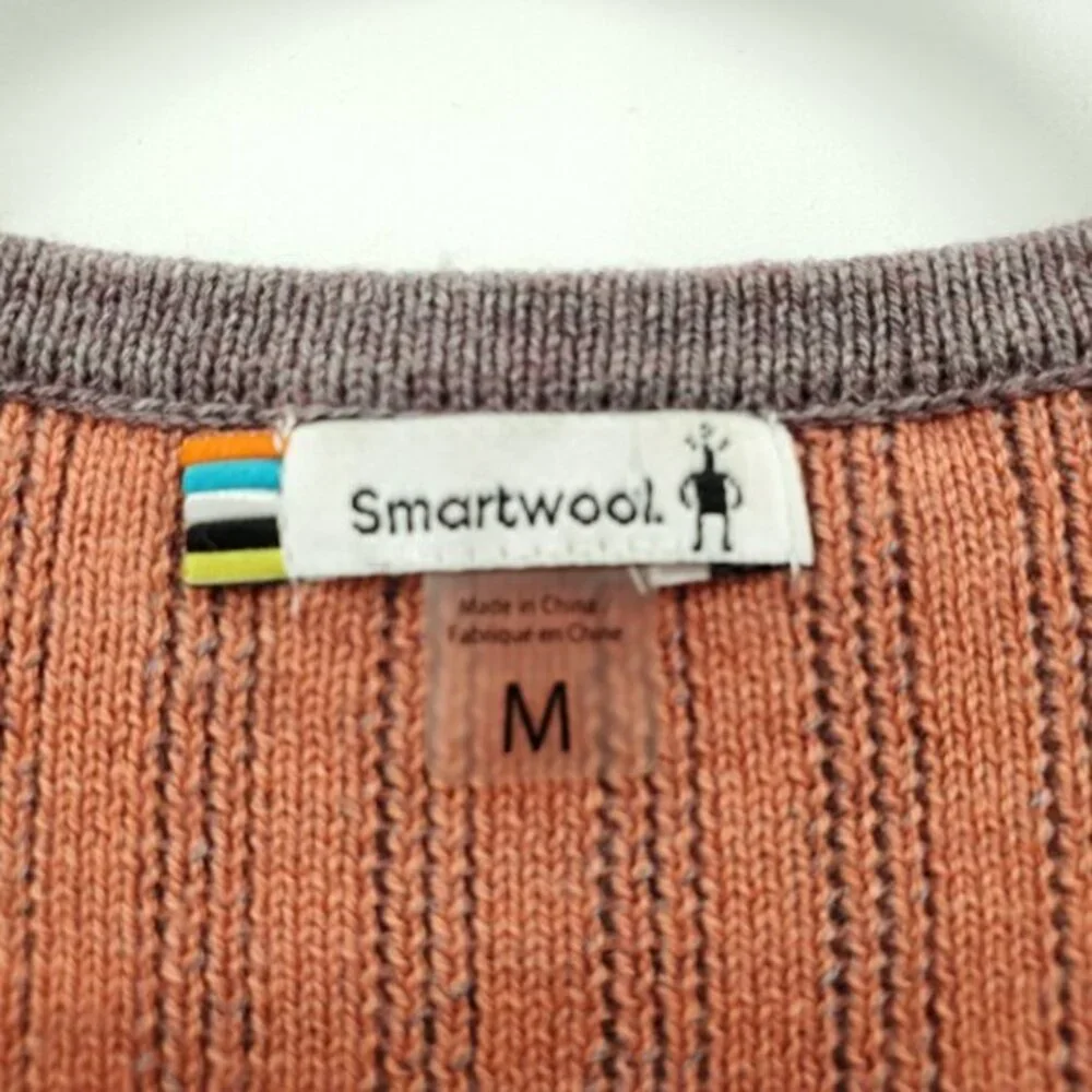 Smartwool Shadow Pine V-Neck Rib Sweater M Sparrow Heather/Sunset Coral Heather